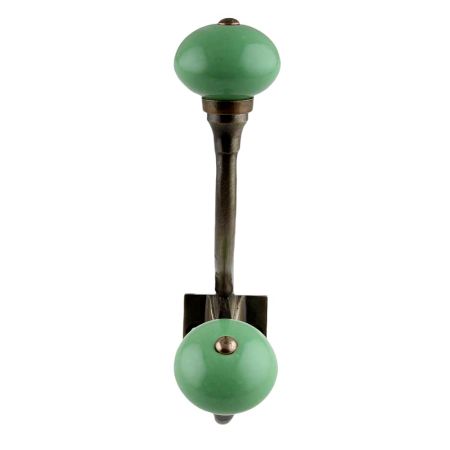 Pea Green Ceramic Antique Iron Hooks